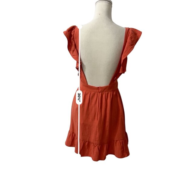 Cupshe Linen Blend Ruffled Sleeveless V-Neck Backless Mini Dress XS - Picture 4 of 13